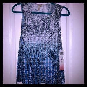 Blue Ombré Tropical Yoga Top